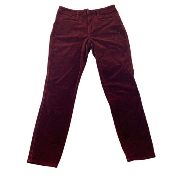 Lands End Mid Rise Slim Velvet Jeans Burgundy 6 - Picture 1 of 5